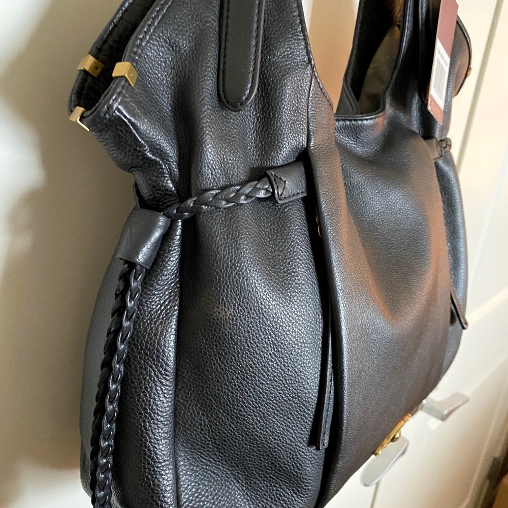 NWT Elliot Lucca Black Leather Satchel - Picture 4 of 12